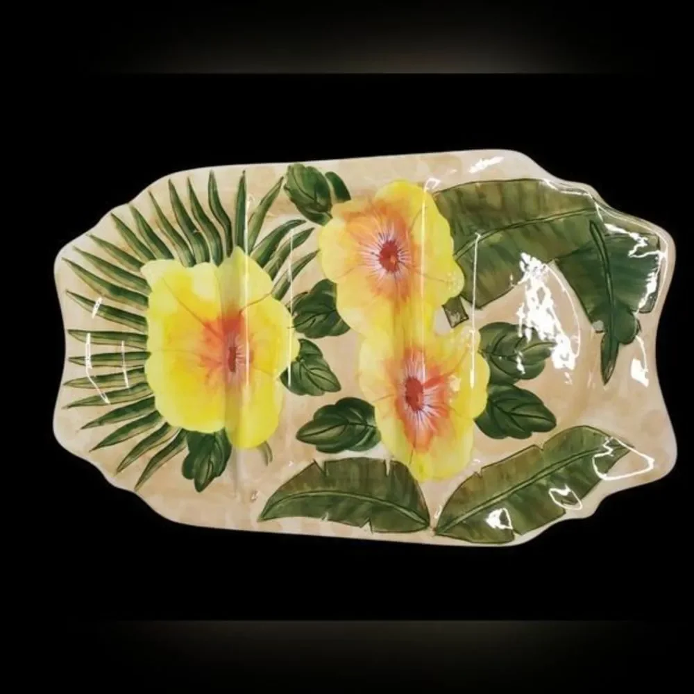 Royal Palm By‎ NANETTE VACHER  3 sect. Serving Trey AMBIANCE COLLECTION